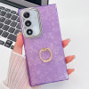 Противоударный чехол Plating Glitter Texture Ring Holder TPU для Samsung Galaxy S24 FE 5G - Purple Shell Pattern