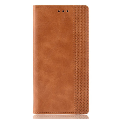 Кожаный чехол-книжка Magnetic Buckle Retro Texture на Samsung Galaxy A70-коричневый