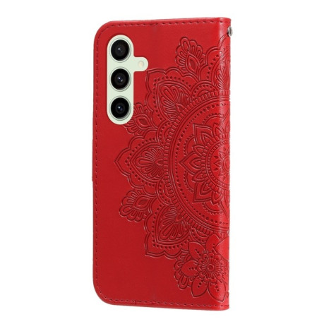 Чехол-книжка 7-petal Flowers Embossing для Samsung Galaxy S24 FE 5G - красный