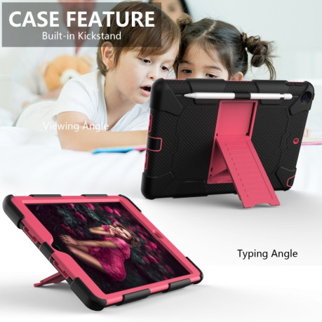 Протиударний чохол Two-Color Silicone Protection з тримачем для стілусів на iPad 10.2 - чорно-рожевий