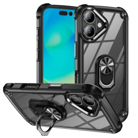 Противоударный чехол Acrylic Ring Holder на For iPhone 17 - черный