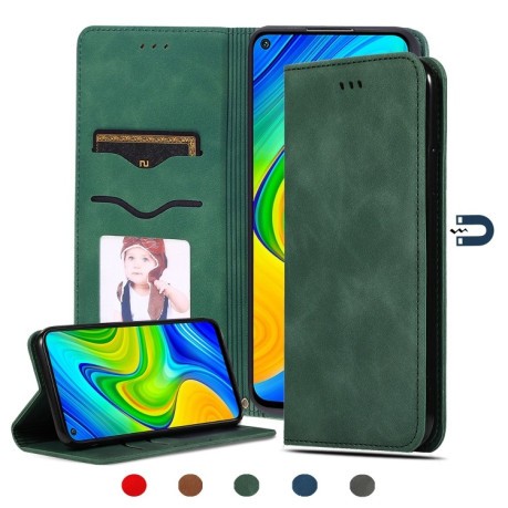 Чехол-книжка Retro Skin Feel Business Magnetic на Redmi 10X / Note 9 - зеленый