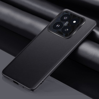 Противоударный чехол Plain-leather All-inclusive Shockproof для Xiaomi 14 Pro - черный