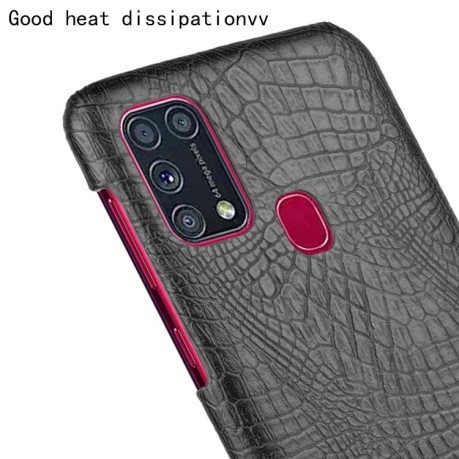 Ударопрочный чехол Crocodile Texture на Samsung Galaxy M31 - черный