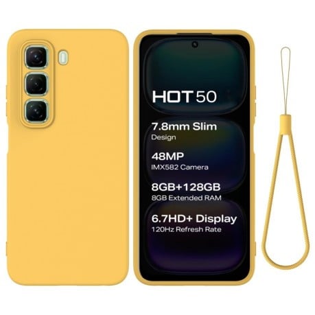Силіконовий чохол Solid Color Liquid Silicone на Infinix Hot 50 4G - жовтий