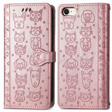 Чехол-книжка Cat and Dog для iPhone 16e - розовое золото