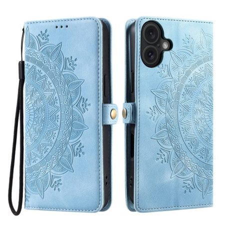 Чехол-книжка Totem Embossed Magnetic Leather для iPhone 16 Plus - синий