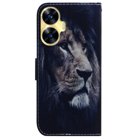 Чехол-книжка Coloured Drawing для Realme C55 - Lion