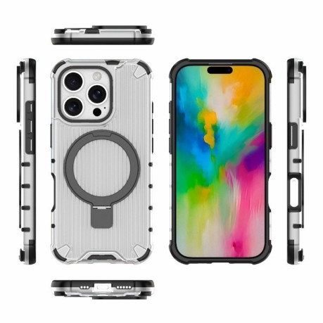 Противоударный чехол HMC Grating Holder Shockproof на iPhone 16 Pro - прозрачный