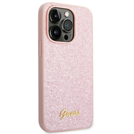 Оригінальний чохол Guess Glitter Script для iPhone 14 Pro Max - pink