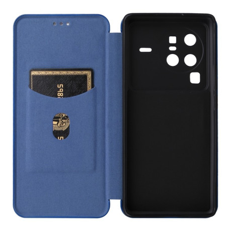 Чохол-книжка Carbon Fiber Texture на Vivo X80 Pro 5G - синій