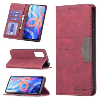 Чехол-книжка Magnetic Splicing для Xiaomi Redmi Note 11 / Poco M4 Pro 5G - красный