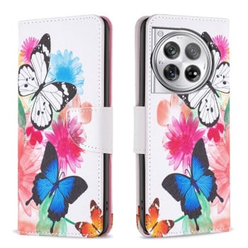 Чохол-книжка Colored Drawing Pattern для OnePlus 12 5G - Butterflies