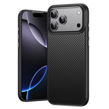 Противоударный чехол Kevlar Fiber Texture Shockproof Magnetic на iPhone 18 Pro — чёрный