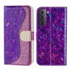 Чехол-книжка Laser Glitter Powder для Samsung Galaxy S23 5G - фиолетовый