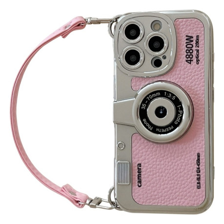 Противоударный чехол Camera Style  для iPhone 16 Pro Max - розовый