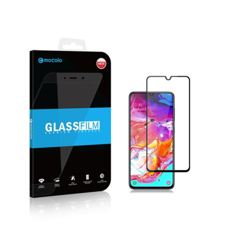 Защитное стекло mocolo 0.33mm 9H 3D Full Glue Silk Print на Samsung Galaxy A70, Support Fingerprint Unlock-черное