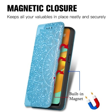 Чехол-книжка Blooming Mandala для Samsung Galaxy M32/A22 4G - синий