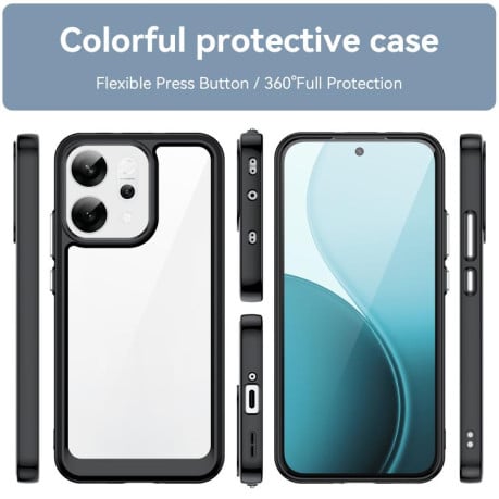 Противоударный чехол Colorful Acrylic Series с цветной силиконовой боковиной на OPPO Reno14 Global - черное