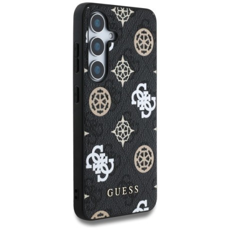 Оригинальный чехол Guess 4G Printed Colored Peony Pattern MagSafe для Samsung Galaxy S25 - black