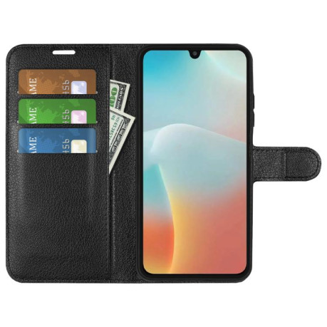 Чехол-книжка Litchi Texture Horizontal Flip Leather на Samsung Galaxy M16 / F16 - черный