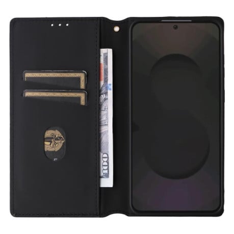 Чехол-книжка Cubic Grid с фактурой Calf на Samsung Galaxy S25 FE 5G - красный