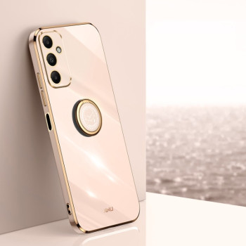 Чехол XINLI Straight Edge с держаталем-подставкой на Samsung Galaxy A05s - розовый