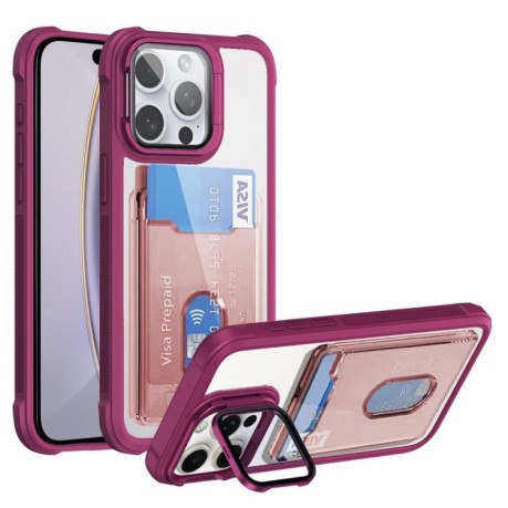 Чохол протиударний Card Bag Holder Acrylic Hybrid для iPhone 16 Pro - червоний