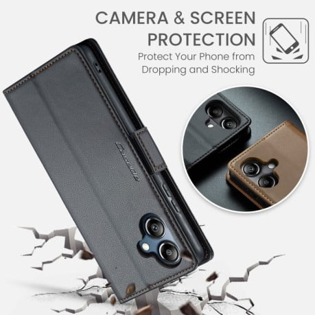 Чехол-книжка CaseMe 023 Butterfly Buckle Litchi Texture RFID Anti-theft Leather на Samsung Galaxy A07 / A06 -черный