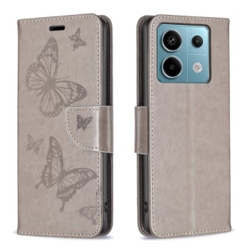 Чехол-книжка Butterflies Pattern на Xiaomi Redmi Note 14S/ 13 Pro 4G / POCO M6 Pro 4G   - серый