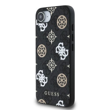 Оригинальный чехол Guess Peony Script MagSafe для iPhone 16e - Black