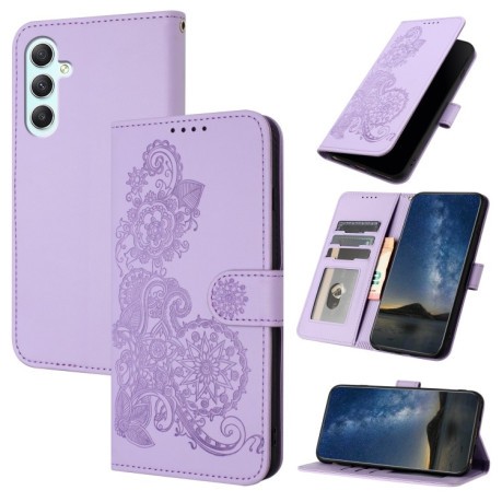 Чехол-книжка Totem Embossed Magnetic Leather на Samsung Galaxy A35 - фиолетовый