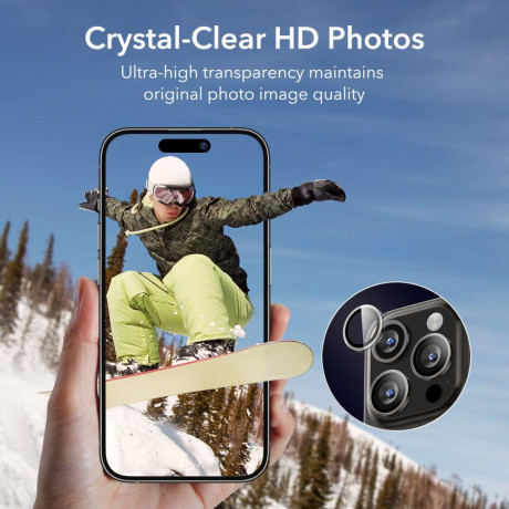 Захисне скло на камеру ESR Armorite Lens Protector Clear для iPhone 15 Pro/15 Pro Max - прозоре