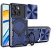 Чехол со шторкой камеры CD фактурой и подставкой для Motorola Edge 70 5G — синий