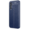 Противоударный чехол Litchi Texture на Samsung Galaxy A34 - синий