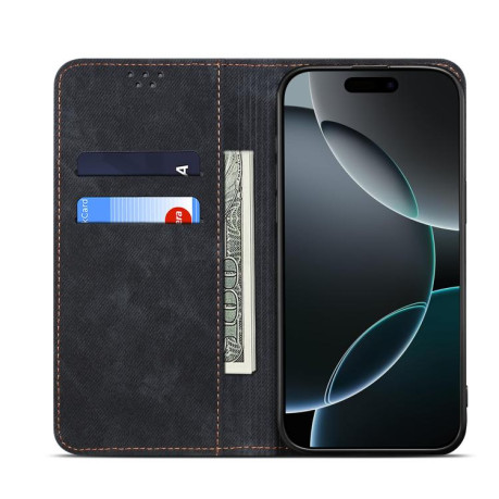 Чохол книжка Denim Texture Casual Style на Motorola Edge 60 Fusion - чорний