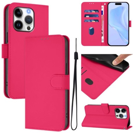 Чохол-книжка Skin Feel S-type для iPhone 16 Pro - пурпурно-червоний