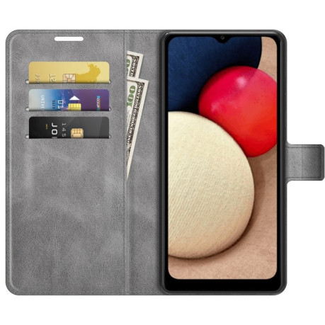 Чехол-книжка Retro Calf Pattern Buckle для Samsung Galaxy A03s - серый