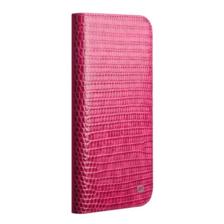 Кожаный чехол-книжка QIALINO Crocodile Texture на iPhone 17 - пурпурно-красный