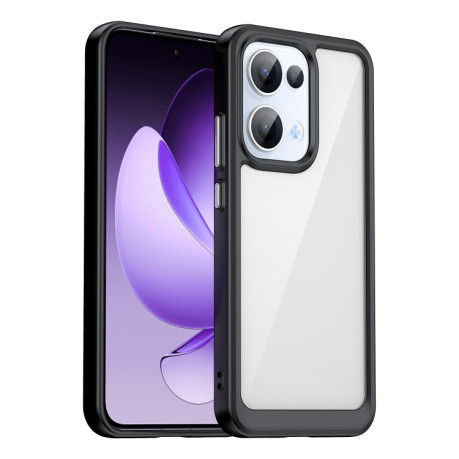 Противоударный чехол  Colorful Acrylic Series с цветной силиконовой боковиной на OPPO Reno13 Global - черный