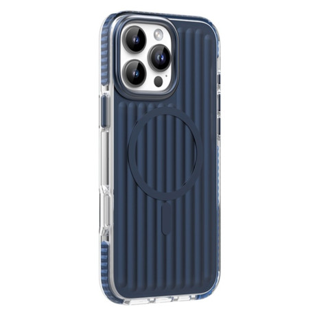 Чехол Mutural Corrugated Texture Magsafe Magnetic Shockproof для iPhone 16 Pro Max - синий