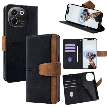 Чехол-книжка Color Stitching Skin Feel с защитой от сканирования RFID и магнитным хлястиком на Tecno Pova 6 Neo 5G / Spark 30 5G — черный