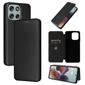 Чохол-книжка Carbon Fiber Texture на Motorola Moto G56 - чорний