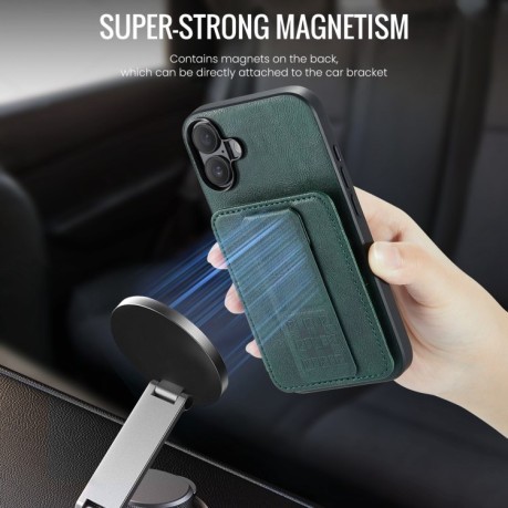 Чохол Fierre Shann Oil Wax Cow Leather Card Holder на iPhone 16 - зелений