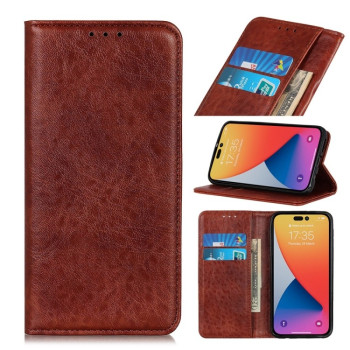 Чохол-книга Magnetic Retro Crazy Horse Texture на iPhone 14 Pro Max - коричневий