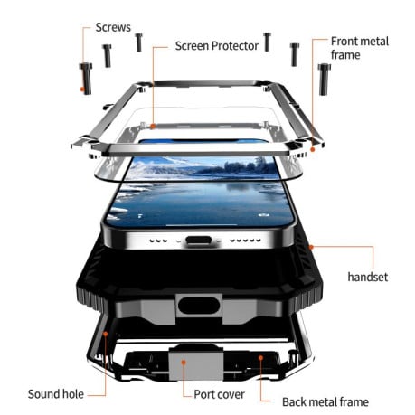 Противоударный чехол R-JUST Life Waterproof для iPhone 16e - серебристый