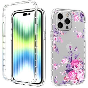 Протиударний чохол Transparent Painted для iPhone 14 Pro Max - Pink Flower