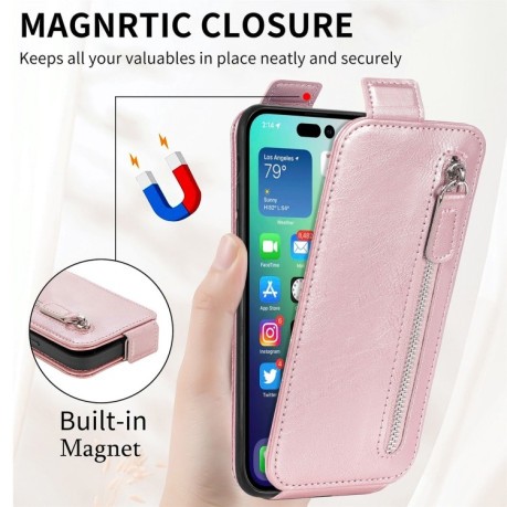 Фліп-чохол Zipper Wallet Vertical для iPhone 14 - рожевий