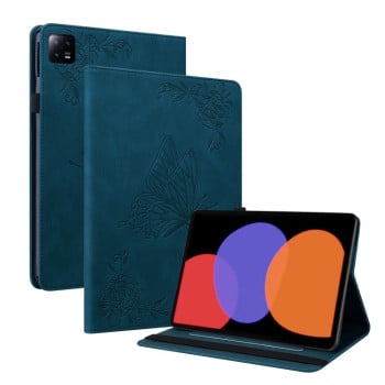 Чехол-книжка Butterfly Flower Embossed Leather для Xiaomi Pad 6 / Pad 6 Pro - синий