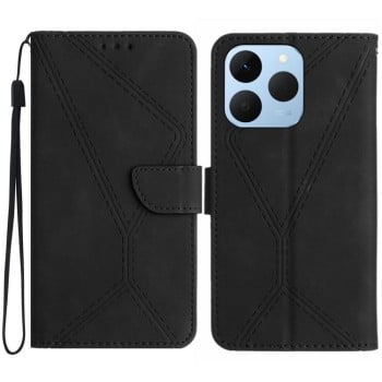 Чехол-книжка Stitching Embossed Leather на Realme 15T 5G — чёрный